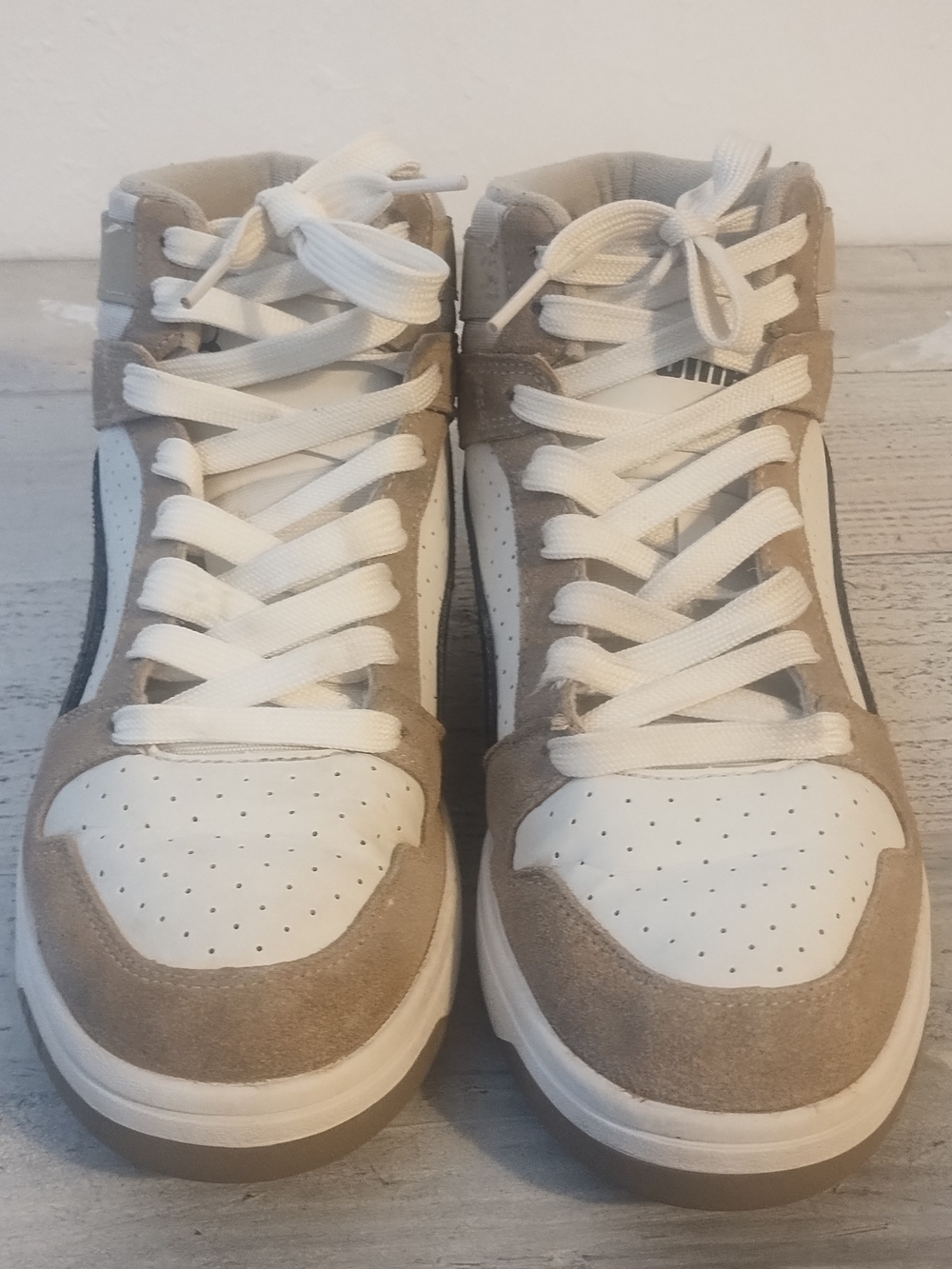 PUMA Rebound Layup SL Basketball Sneaker - Beige and black white395130-02/msz7.5 - Picture 12 of 16